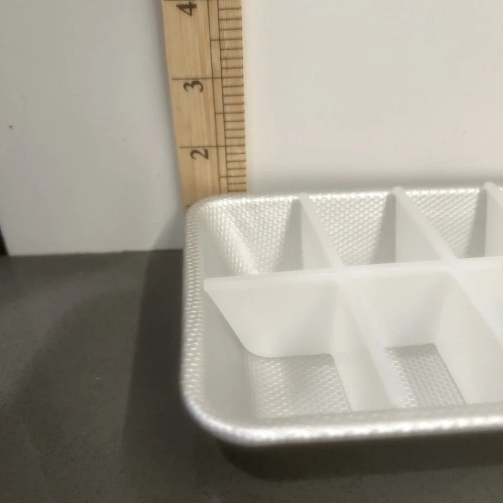 Vintage Set Aluminum Metal Ice Cube Trays 14 Cubes w/Plastic Insert 2 Trays Lot